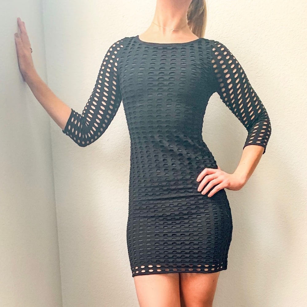 3/4 Black Mini Dress